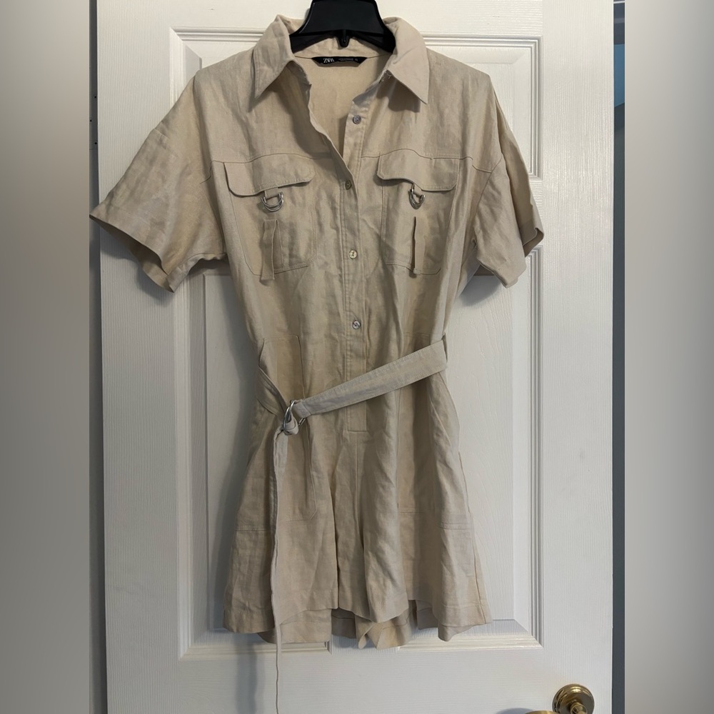 Zara Beige Short-Sleeve shirt